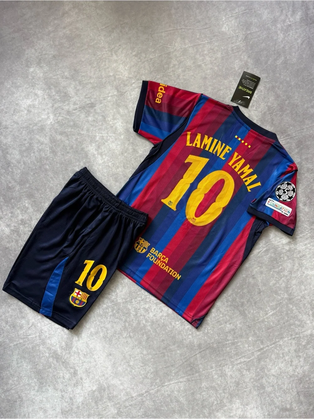 Barcelona Home Kids' Lamine Yamal #10 Home Jersey and Shorts